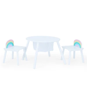 Fantasy Fields - Rainbow Fishnet Play Table & Chairs Kids Furniture - White - Picture 1 of 12