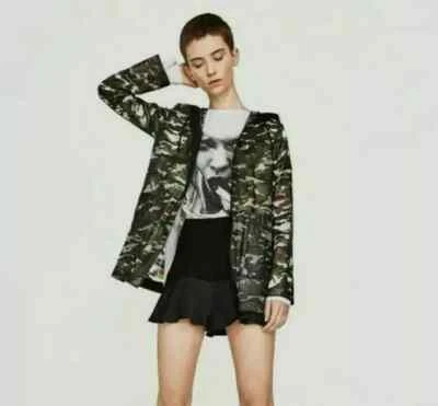 Parka impermeable chaqueta impermeable Zara para mujer abrigo de lluvia camuflaje militar repelente al agua 3046/035 S Foto 1 de 4