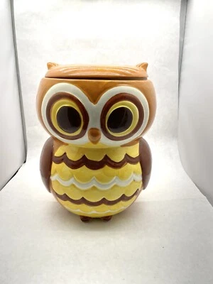 Large Orange Yellow Brown Owl Cookie Jar Boston Warehouse Trading Co. - Image 1 of 4