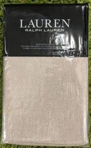 Lauren Ralph Lauren Alene tan Metallic Herringbone Linen Cotton European Sham - Picture 1 of 6