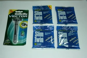 41 Recargas dobles Schick Slim GILLETTE maquinilla de afeitar vectorial se adapta a cartuchos de hojas Atra 10 - Imagen 1 de 2