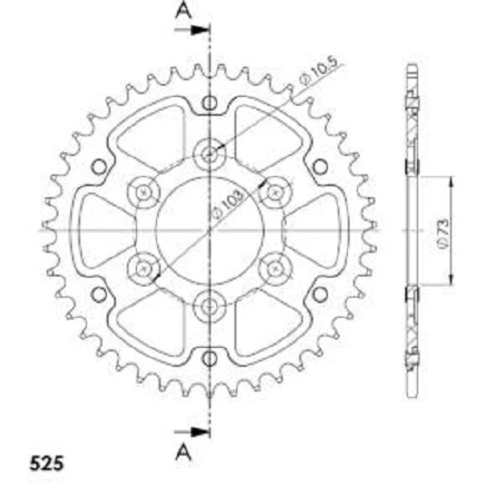 Stealth-Kettenrad Supersprox 525 - 42Z (rot) RST-765:42-RED|ID 73,0 LK 103,0 6-L - Bild 1 von 1