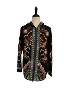 BIYA JOHNNY WAS DAMEN CARDIGAN JACKE MIT KAPUZE SMALL SCHWARZ BESTICKT BOHO - Bild 1 von 9