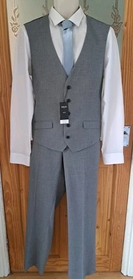 £75 BURTON HOMBRE GRIS 2 PIEZAS TRAJE CHALECO XL 46-48" PANTALÓN PECHO 38R + CORBATA GRATIS Foto 1 de 4