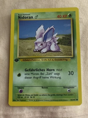 1st Edition Nidoran 55/102 - NM Near Mint - German Base Set Pokemon Card - Image 1 of 2
