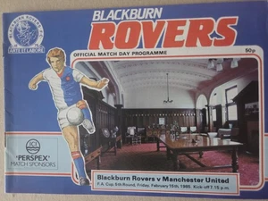 Blackburn Rovers V Manchester United FA Cup 5th Round 1985 Programme - Picture 1 of 2