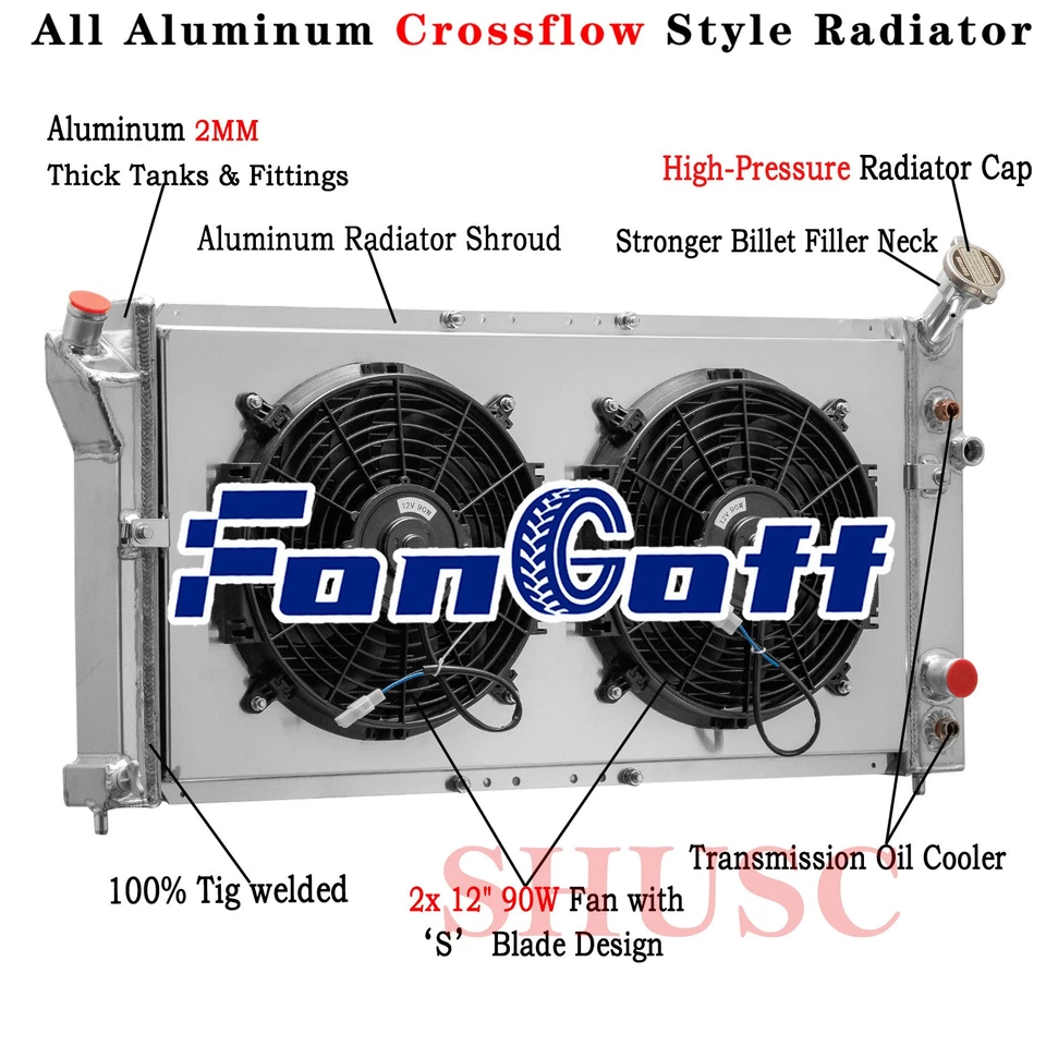 Ventilador de cubierta de radiador de 3 filas para 97-2003 Buick Century Regal Pontiac Montana 3,8 L Foto 1 de 4