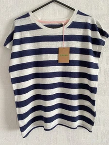 Boden navy blue Lousia crew neck linen t-shirt size XS NEW. - Picture 1 of 4