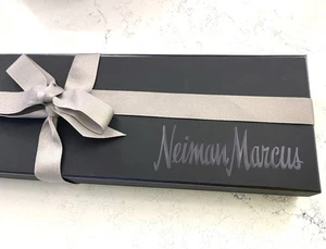Neiman Marcus Black Gift Box. Ribbon, Tissue, Sticker. 17”x5”x1.5” - Picture 1 of 7