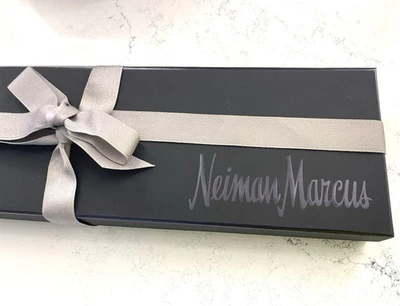 Neiman Marcus Black Gift Box. Ribbon, Tissue, Sticker. 17”x5”x1.5” - Image 1 of 4