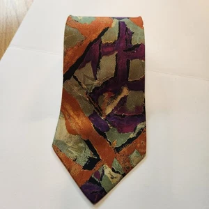 Fendi Krawatte Abstrakt Mehrfarbig Made in Italy Seidenkrawatte Lila Gold Grün - Bild 1 von 5