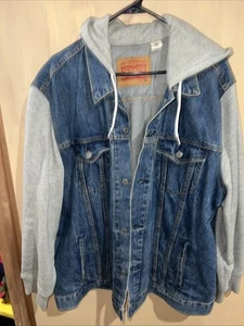 Levi's Hybrid Uomo Felpa con Cappuccio Denim Trucker Jacket XXXL Vintage Fit Medium Wash - Foto 1 di 5