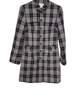 Cappotto soprabito donna Worthington taglia 4 a quadri con bottoni rosa foderato Pea Coat - Foto 1 di 12