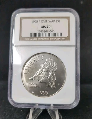 1995 P CIVIL WAR S$1  Silver Dollar Commemorative NGC MS70 #5913 - Image 1 of 4