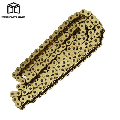Cadena de transmisión color dorado con junta tórica 525-120 ATV motocicleta paso 525 120 eslabones Foto 1 de 4