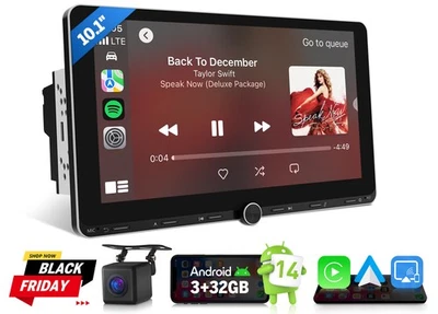Unidad principal inalámbrica CarPlay Eonon UX7 Plus 10.1" doble DIN estéreo para automóvil Android 14 Foto 1 de 4