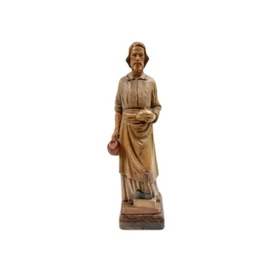 Statua religiosa Santo SAN GIUSEPPE OPERAIO legno intagliato a mano ITALIA legno 8” - Foto 1 di 7
