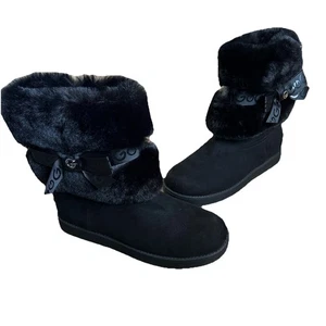 GUESS Damen Gaudrey Cold Weather Kuschel Booties Schleife Schwarz Gr.10 Kunstfell - Bild 1 von 7