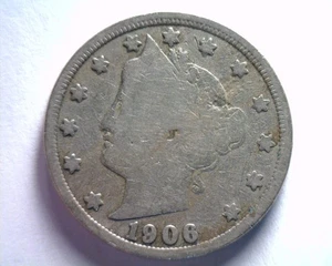 1906 LIBERTY NICKEL GOOD / VERY GOOD G/VG NICE ORIGINAL COIN BOBS COINS 99c SHIP - Picture 1 of 2