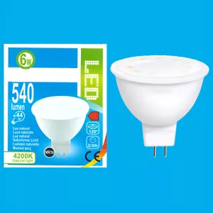 2x 6W (=44W) LED MR16, GU5.3, Cool White 4200K Reflector Spot Light Bulb Lamps - Picture 1 of 2