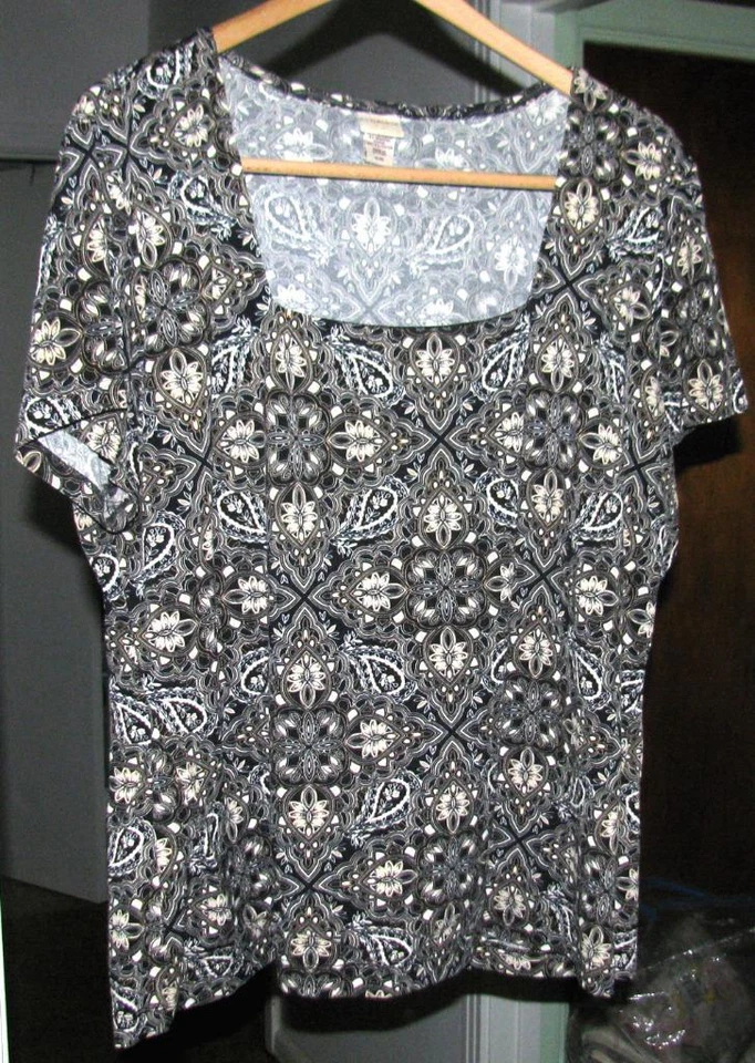 Top de poli spandex negro marrón y blanco talla XL Covington Foto 1 de 1