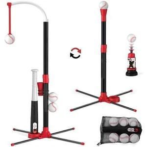 3-in-1 T-Ball Set w/Auto Pitcher, 6 Balls & Bat - Kids Outdoor Sports Toy Gift - Picture 1 of 24