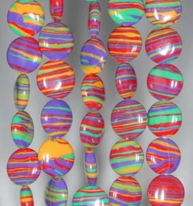 12MM RAINBOW MATRIX TURQUOISE GEMSTONE FLAT ROUND CIRCLE LOOSE BEADS 7.5" - Picture 1 of 4