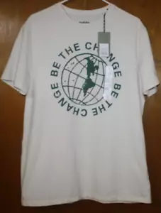 Unisex Graphic T-Shirt Cream SS Sz L Be The Change Ateisure Men Women NWT - Picture 1 of 4