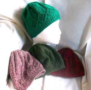 Mens or Ladies Aran design Beanie hat choose colour handmade warm - Picture 1 of 9