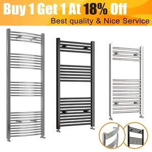 Bathroom Straight Curved Heated Towel Rail Radiator Chrome Black Ladder Warmer - Picture 1 of 181