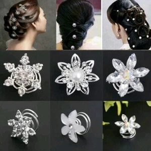 12 Stck. Frauen Hochzeit Braut Kristall Blume Twist Spirale Haarnadeln Clips Geschenk - Bild 1 von 41