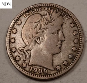 1909-D Barber Quarter - Muy fino (EN MUY BUEN ESTADO) - 90% plateado - #Q849 - Imagen 1 de 3
