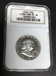 1963 Silver Franklin Half Dollar, NGC PF 66 ULTRA CAM - Picture 1 of 4