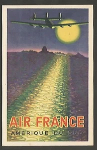 Póster postal ilustrado de Air France Airlines South America muy bonito - Imagen 1 de 2