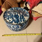 Vintage Blue and White Swirl Enamelware/Graniteware Kettle Pot Handle With Lid
