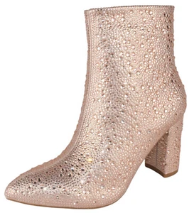 Top Moda Women Ankle Boots High Heels Bling Glitter Booties Zipper BRAZIL-8 Gold - Picture 1 of 3
