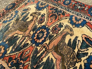2x3 ANTIQUE ORIENTAL RUG small vintage handmade pictorial carpet 2x2 genuine rug - Picture 1 of 11