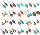 Boucles d'oreilles lapis-lazuli faites main mariage cadeau bijoux népalais C01