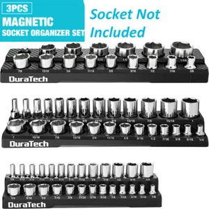 DURATECH Magnetic Socket Organizer Set 1/4", 3/8", 1/2" Drive SAE Socket Holders - Picture 1 of 8