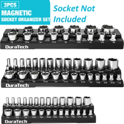 DURATECH Magnetic Socket Organizer Set 1/4", 3/8", 1/2" Drive SAE Socket Holders - Image 1 of 4
