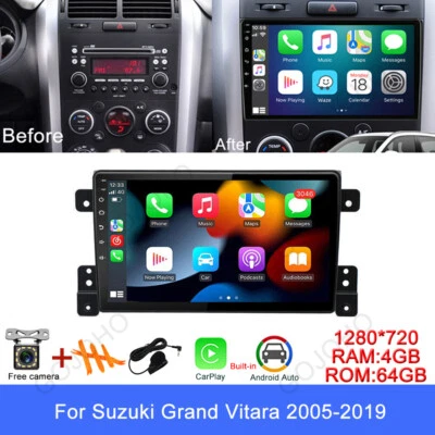 64GB For Android 13 Car Radio Stereo Carplay For Suzuki Grand Vitara 2005-2019 - Image 1 of 4