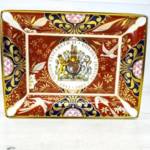 Queen Elizabeth II Golden Jubilee 8 x 6.5" Porcelain Tray Coat of Arms NEW - Picture 1 of 17