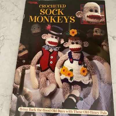 Leisure Arts Crocheted Sock Monkeys #3130 Doll Patterns Papreback Book - Image 1 of 4
