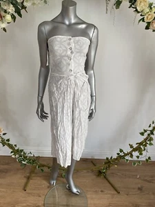 Influence Jumpsuit Size 6 - 8 White Cotton Floral Strapless Beach Cover Up LD09 - Picture 1 of 10