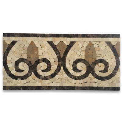 B0077P Marble Mosaic Border Listello Accent Tile Chandelier Emperador 5.9x12 - Image 1 of 4