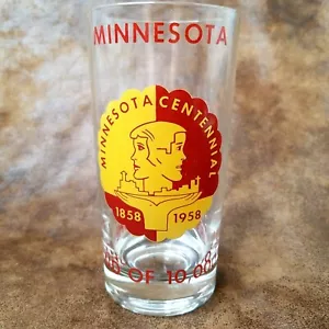 1858-1958 Minnesota Centennial Celebration, buntes MN Trinkglas 5 5/8" - Bild 1 von 7