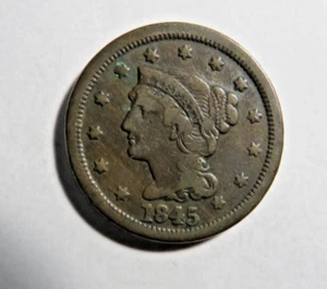 capelli intrecciati vintage 1845 stati uniti rame grande centesimo - Foto 1 di 2
