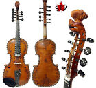 Deluxe fancy Hardanger Norwegian fiddle 4/4 violin 9 String Pro concert play
