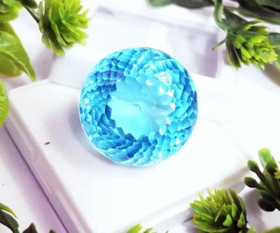 Brazilian Aquamarine Round Cut 68.35+ Ct Certified Loose Gemstone With Free Gift - Image 1 of 4