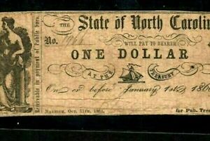 $1 "NORTH CAROLINA" (RALEIGH) 1800'S "NORTH CAROLINA" (RALEIGH) 1800'S NICE!